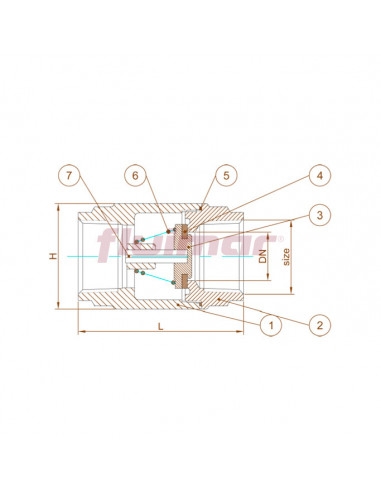 Válvula retención dos piezas Esquema