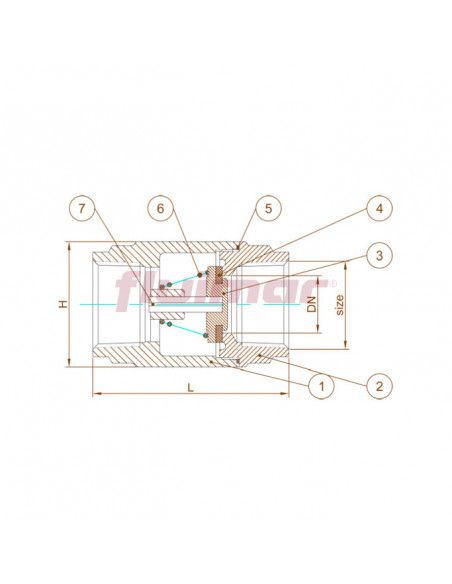 Válvula retención dos piezas Esquema