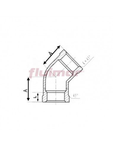Esquema Codo 45º H-H