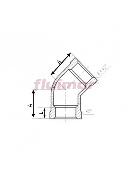 Esquema Codo 45º H-H
